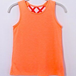 C9 By Champion Orange Sleeveless Athletic Workout Lattice Tank Top Large (10-12)